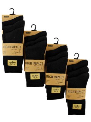 Men's Plain Socks (3 Pair Pack) High Impact - Black 