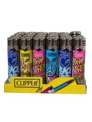 Wholesale Clipper Jet Refillable Lighters Hippie - Assorted Designs 