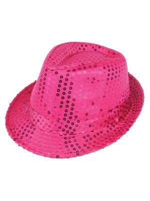 Hot Pink Sequin Gangster Hat (Adult)