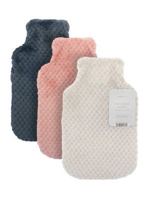 Hot Water Bottles with Popcorn Plush Cover - Assorted Colours