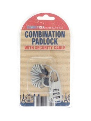 Wholesale Combination Padlock with Security Cable - Grey