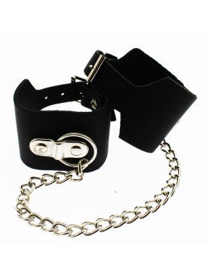 Black Plain Leather Handcuffs