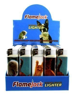 Flamejack Electronic Refillable Lighter- Cats(Assorted designs)-(50)
