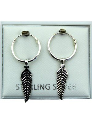 Wholesale Sterling Silver Sleepers with Feather - 25mm