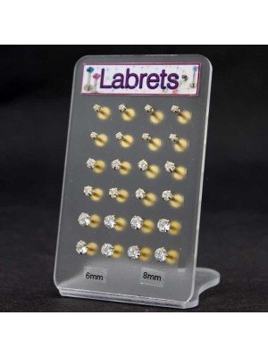 Labrets Clear Crystal Claw Set - Gold