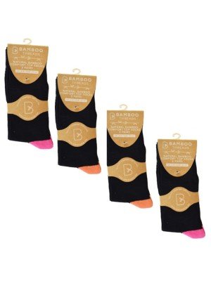 Ladies Bamboo Non-Elastic Heel & Toe Socks (3 Pair Pack) - Assorted
