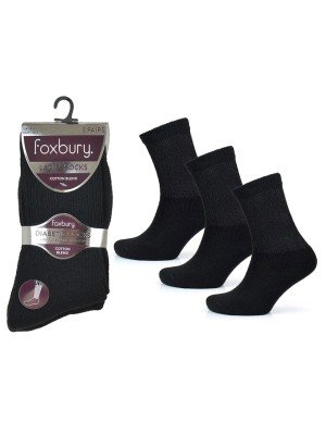 Ladies Diabetic Socks (3 Pair Pack) - Black (4-7)