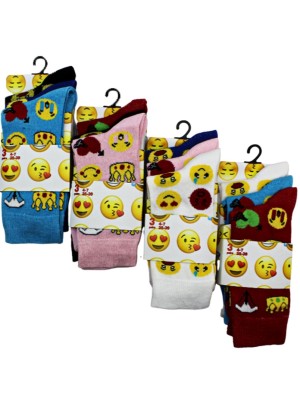 Ladies Emoji Design Socks - (3 Pair Pack) - Asst.