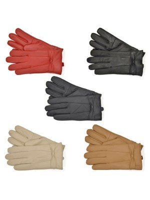 Wholesale Ladies Leather Gloves With Bow- Assorted Colours