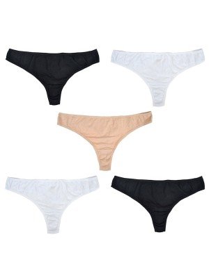 Ladies Natural Coloured Thongs (5 Pack) - Asst 