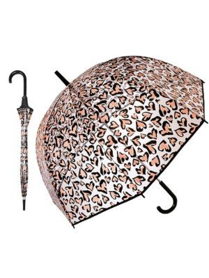Ladies Animal Print Auto Wind Resistant Dome Umbrella With Crook Handle