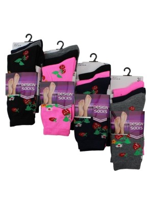 Ladies Floral Design Socks - (3 Pair Pack) - Asst.