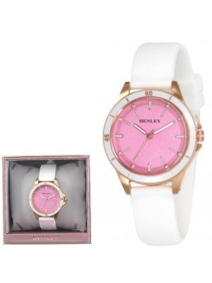 Wholesale Ladies Henley Silicone Strap Sports Watch -  Pink/White 