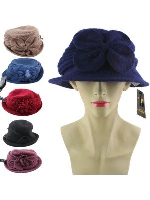 Ladies Wool Vintage Cloche Hat