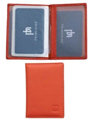 Leather Credit Card Holder RFID Protected - Orange