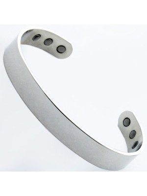 Magnetic Bangle - Plain Thick Silver (M)