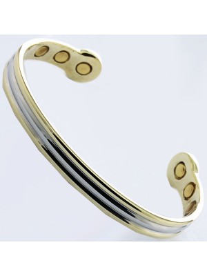 Magnetic Bangle - Two Tone Grooves Design (M)