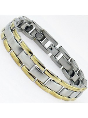 Magnetic Bracelet With 15 Magnets - Two Tone Big Links