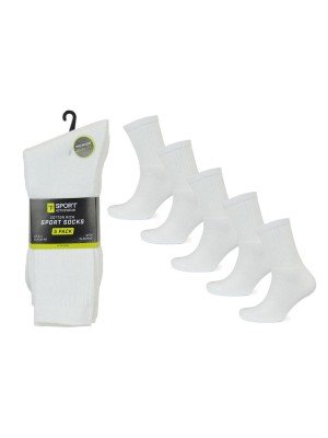 Men's 5 Pack White Premium Sport Socks