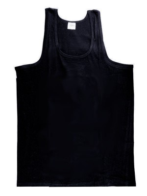 Men's Black 100% Cotton Vest - Small