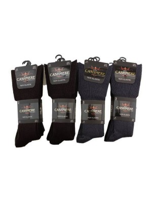 Men's Cashmere Non Elastic Socks (3 Pair Pack) - Dark Asst 