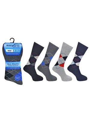 Wholesale Men's Eazy Grip Non Elastic Comfort Top Socks Assorted(UK 6-11)