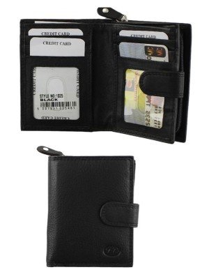 Men's Leather Wallet With Closure Button - Black 