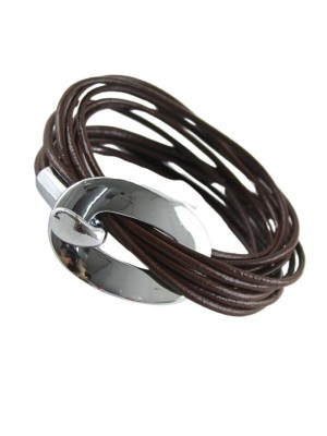 Men's Six-Strand Adjustable Leather Bracelet 