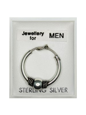 Men's Sterling Silver Sleeper With Silver Ball Design 18mm