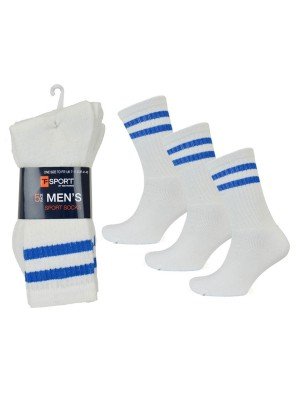 Men's White Stripes Cotton Rich Premium Sport Socks (5 Pack) - (7-11) 
