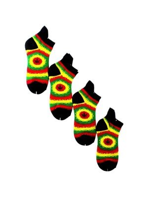 Men's Black Leaf Print Rasta Trainer Socks (1 Pair Pack)