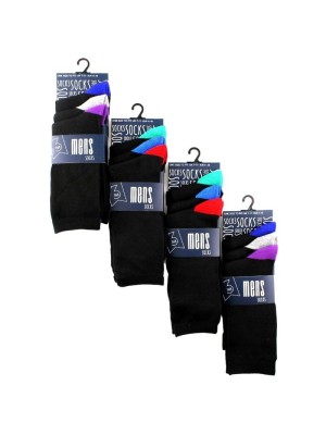 Men's Coloured Toes & Heel Design Socks (3 Pair Pack) - Asst