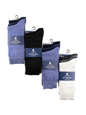 Men's Soft Cotton Rich Socks (3 Pack) - Asst 