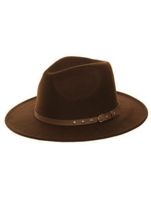 Mens Brown Wide Brim Trilby With Studded Belt Band (Assorted Sizes)
