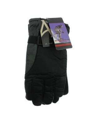Wholesale Mens Black Thinsulated Ski Gripper Gloves - Assorted Sizes