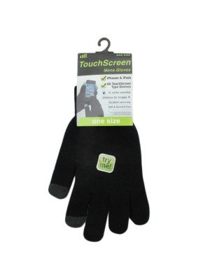 Wholesale Mens Plain Touch Screen Magic Gloves - Black