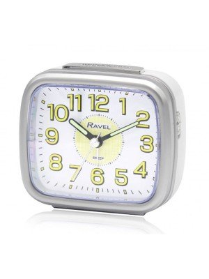 Wholesale Mid sized Bedside Quartz Alarm Clock - White / Silver