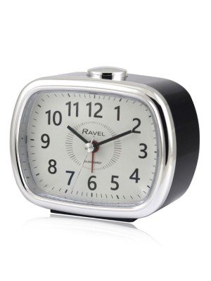 Wholesale Mid Sized Quartz Alarm Clock- Black / Silver
