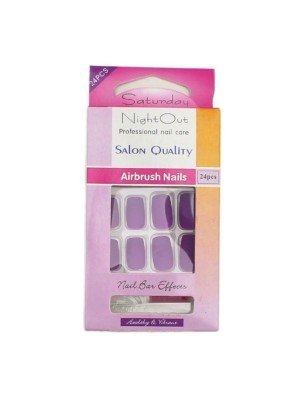 Wholesale Saturday Night Out Airbrush Square Nails- Purple