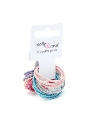 Molly & Rose Card Of 18 Glitter Elastics 2mm - Assorted