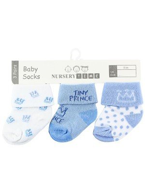 Nursery Time Baby Boy Socks (3 Pack) - Tiny Prince Design
