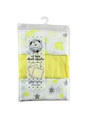 Nursery Time Baby Muslin Squares Duck/Star/Heart Printed