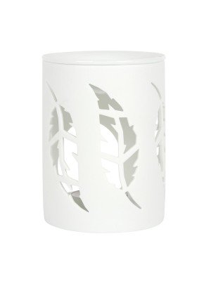 White Feather Cut Out Oil Burner - 9cm 