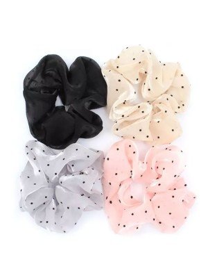 Organza Fabric Scrunchie With Polka Dots - Assorted 
