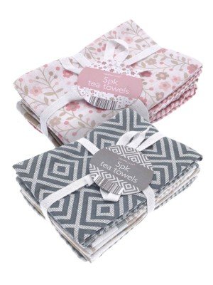 Pack of 5 On Trend Design Tea Towels - Assorted Designs