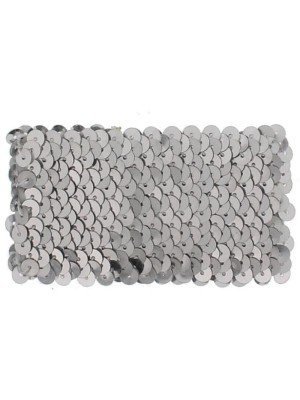 Pair Of Sequin Wide Wristbands (5cm) - Silver