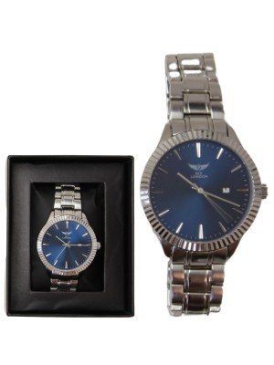 Wholesale Men's NY London Round Metal Bracelet Watch - Silver / Blue