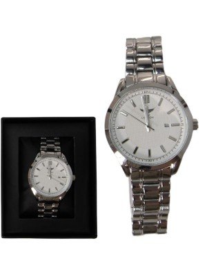 Wholesale Men's NY London Round Metal Bracelet Quartz Watch - Silver/White
