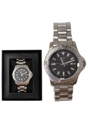 Wholesale Men's NY London Twistable Analogue Metal Bracelet Watch - Silver / Black