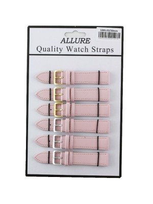 wholesale Allure Plain Leather Watch Straps - Pink - 20mm Wholesale